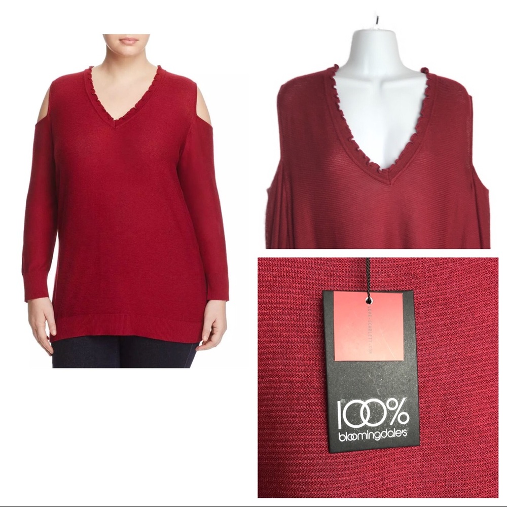 Love Scarlett Red Ruffled V-Neck Sweater 2x